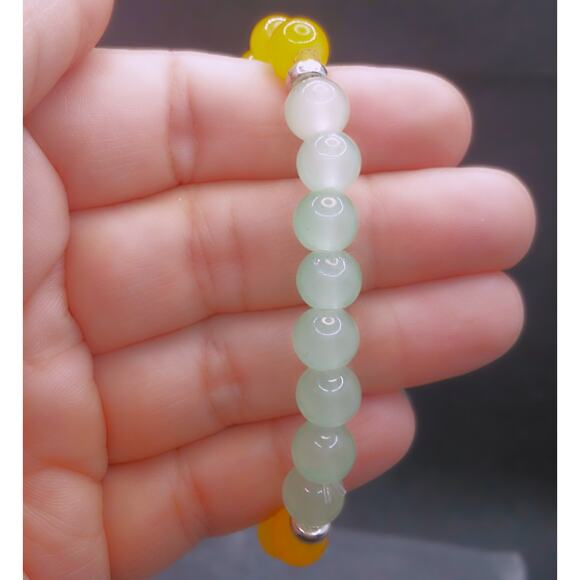 Artisan Tri Color Gemstone Bracelet Tigers Eye Green Aventurine Yellow Jade NEW - Picture 9 of 13